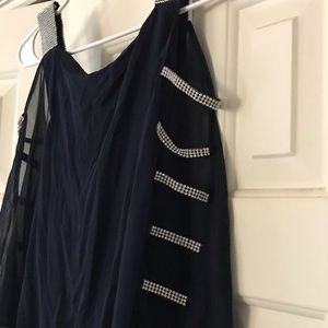 Navy cold shoulder jumpsuit